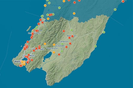 Water quality map of Wellington region, New Zealand.