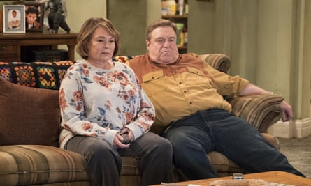 Roseanne with John Goodman in her rebooted sitcom.