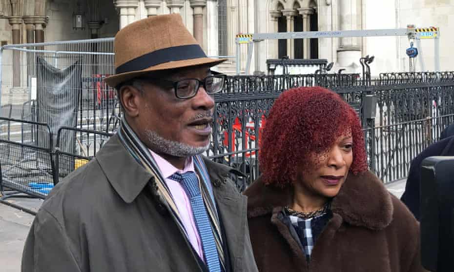 Winston Trew and his wife, Hyacinth, outside the Royal Courts of Justice in London