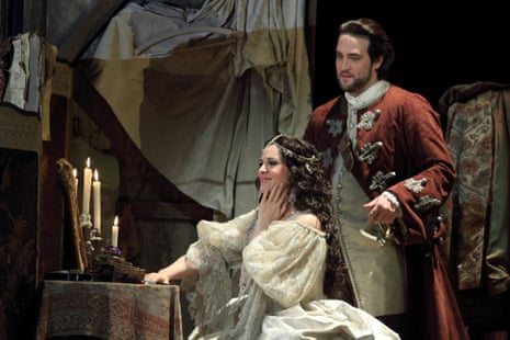 Angela Gheorghiu in the title role with Brian Jagde as Maurizio in Adriana Lecouvreur at the Royal Opera House.