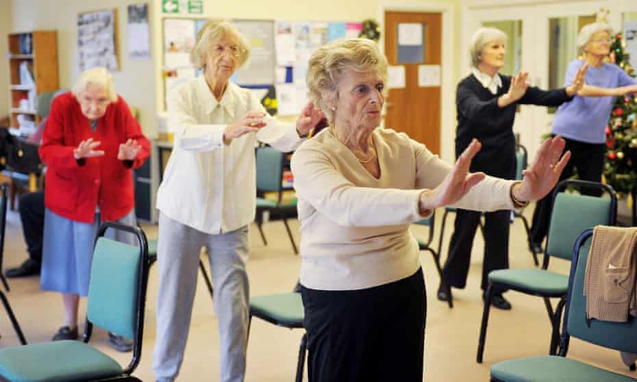 Elderly women doing a keep-fit class