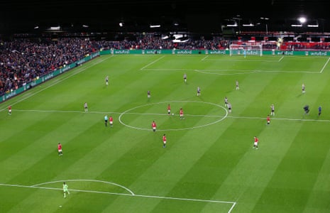 A general view as the players prepare to kick off ahead of the match Manchester United agaomst Newcastle United in the fourth round of the Carabao Cup.