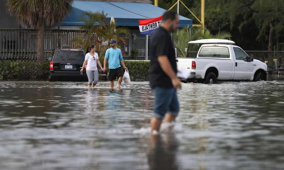 Flooding in North Miami, Florida. A 2013 World Bank study found that Miami is one of the 10 cities most at risk of damage from sea-level rise.