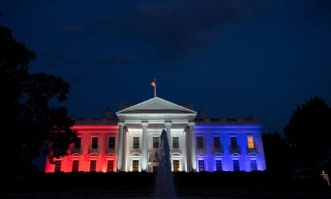 The White House lit up in red, white, and blue following Donald Trump’s Fourth of July ‘Salute to America’ event in Washington.