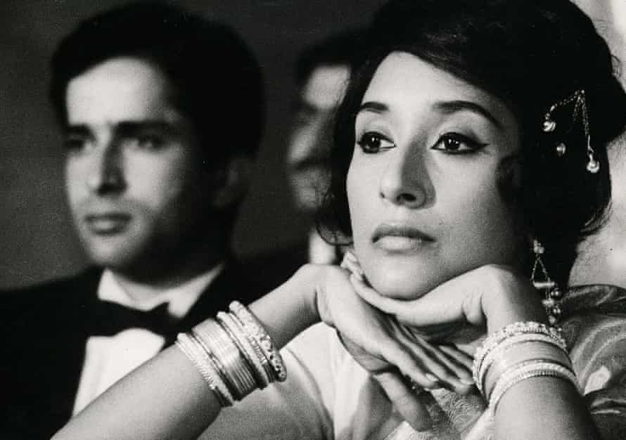 Madhur Jaffrey, right, with Shashi Kapoor at the theater.  The presence of Jaffrey's character distracts the audience from the play.