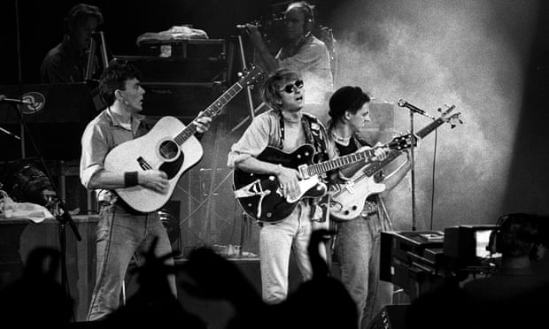 Mark Hollis, centre, with Talk Talk on stage in Rotterdam, Netherlands, 1984. 