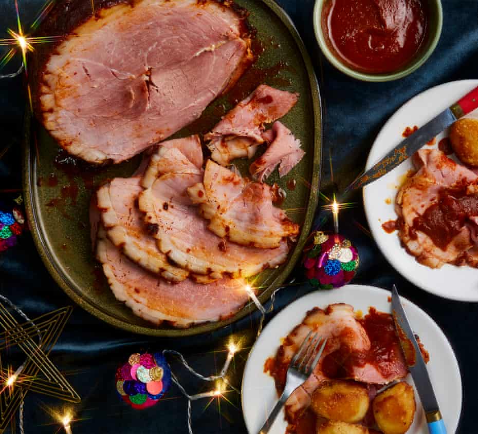 Thomasina Miers’ guajillo and pineapple adobo glazed roast ham.