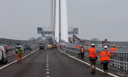 Final works are carried out to the Queensferry Crossing bridge.