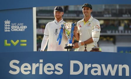 Stokes with Pat Cummins after England’s dramatic win in the fifth Test at the Oval in July saw them level the Ashes series 2-2 having been 2-0 behind.