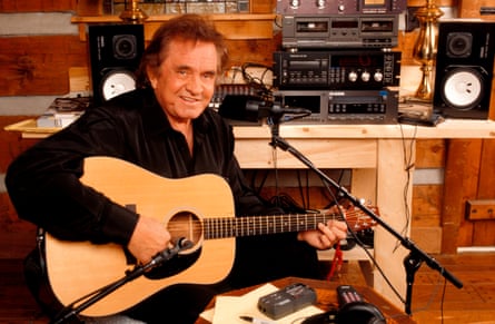 Johnny Cash in his home studio in 1994