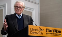 Michael Heseltine speaks at a Liberal Democrat party press conference in London last week.