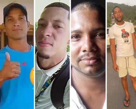 Composite of photos of four young men.