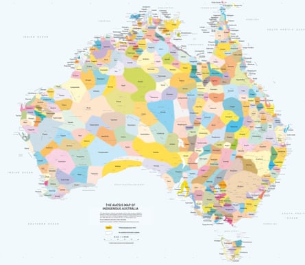 map representation of the language, social or nation groups of Aboriginal Australia
