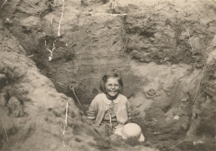 Betty in a sand hole on Chapel Sands, taken by george elston with his Box Brownie camera