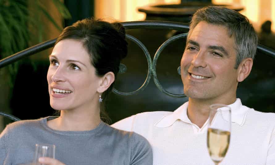 Life imitating life … Julia Roberts “plays” Julia Roberts alongside George Clooney in Ocean’s Twelve.