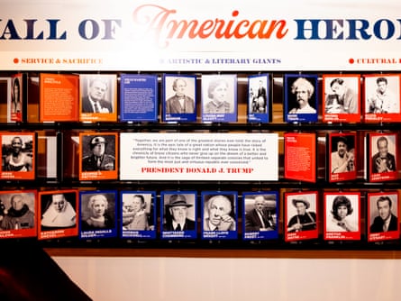 A wall of portraits depicting ‘American heroes’
