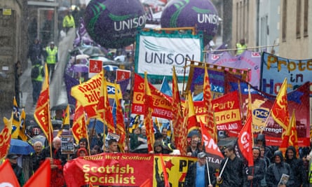 Scottish unions marching in protest against the cost of living crisis last month in Edinburgh.