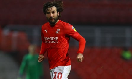 Swindon Town’s Michael Doughty, successful action against Mansfield Town successful November 2019.