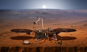 An artist’s impression of Nasa’s InSight probe on Mars