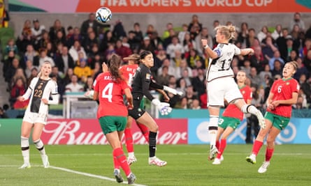 Alexandra Popp rises high to head Germany into the lead against Morocco