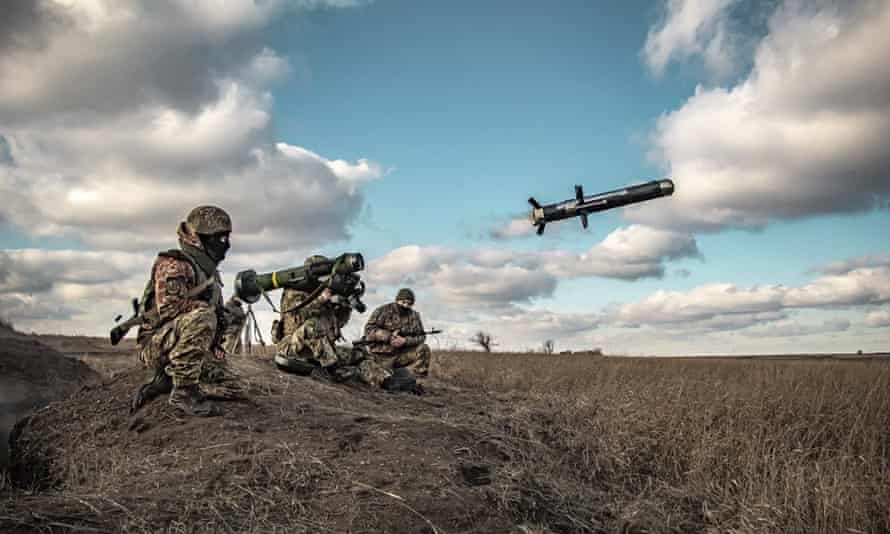 Ukrainian soldiers launch US-supplied Javelin missile during military exercises in Donetsk region