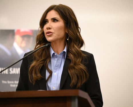 Kristi Noem speaks to press in Scottsdale, Arizona, 13 February 2026.