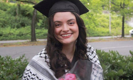 Aysenur Ezgi Eygi, a graduate of the university of Washington, poses at the university’s 2024 commencement ceremony in Seattle.