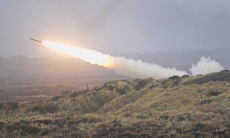 A Himars rocket during a US-led training exercise in Denmark in March