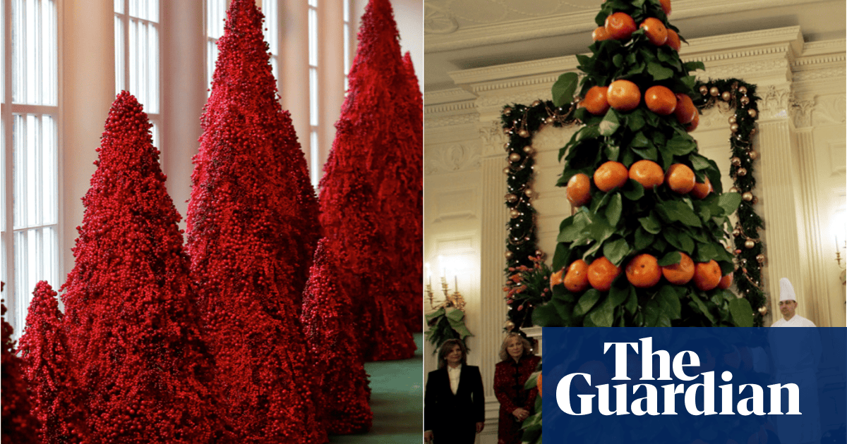 From Orange To Blood Red 80 Years Of White House Christmas Trees In Pictures Life And Style The Guardian White House Red Christmas Trees