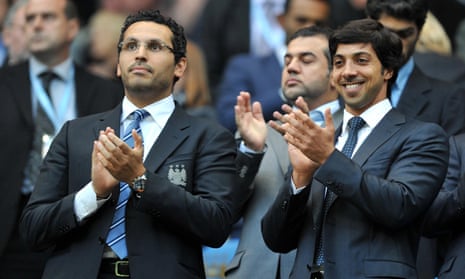 The funding of Manchester City by owner Sheikh Mansour (right), rather than by the club’s sponsor Etihad, led to the investigation and subsequent harsh penalties applied by Uefa.