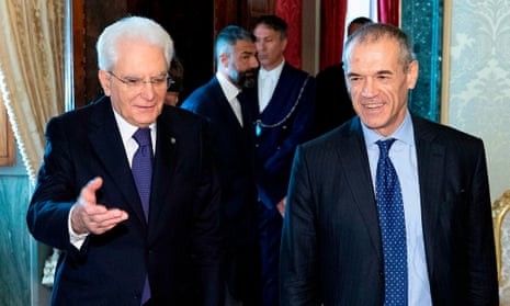 President Sergio Mattarella (left) and interim PM Carlo Cottarelli.