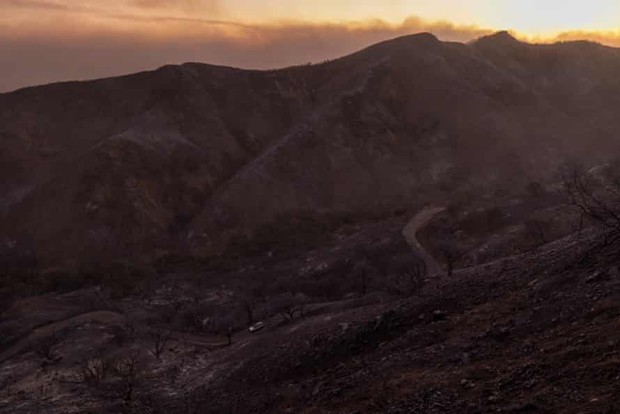 A landscape charred by the Alisal fire near Goleta, California.