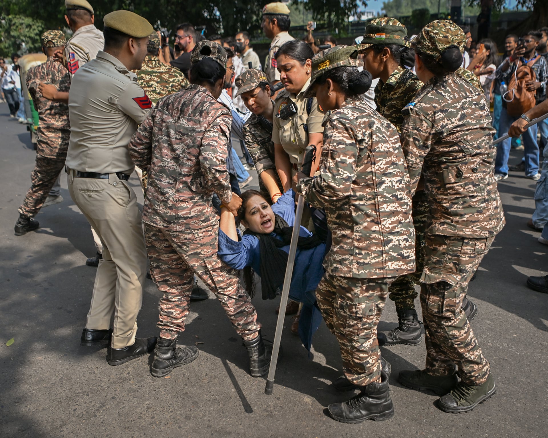 Photo: Theguardian Delhi Police Lock Down Capital to Block Cockroach Janta Party Rally