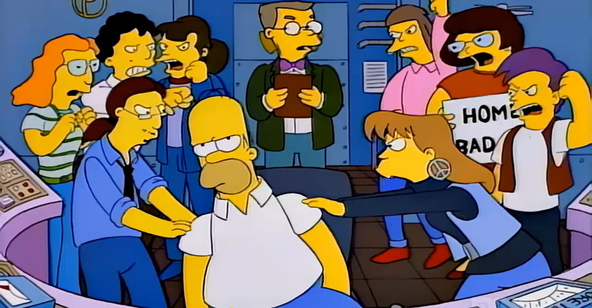 An image from the Simpsons of Homer being pushed around at the nuclear power station