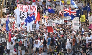 Protesters in Brisbane on Saturday.