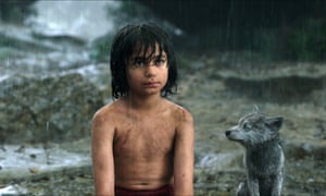 Mowgli, portrayed by Neel Sethi, left, and Gray, voiced by Brighton Rose, in The Jungle Book