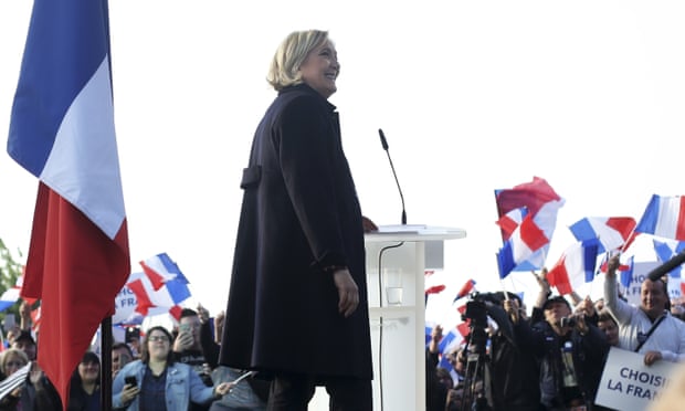 Marine Le Pen, French far-right leader and presidential candidate, in Ennemain, northern France, on 4 May.
