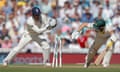 Marnus Labuschagne is stumped by Jonny Bairstow off the bowling of Jack Leach.