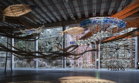 Installations on display at the Cutaway at Barangaroo as part of the 2022 Sydney biennale