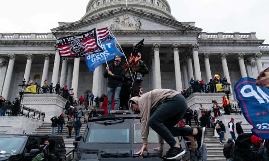 Trump supporters seen during the assault on the US Capitol.