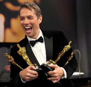Sean Baker, winner of the awards for best original screenplay, best film editing, best director, and best picture for Anora, attends the Governors Ball