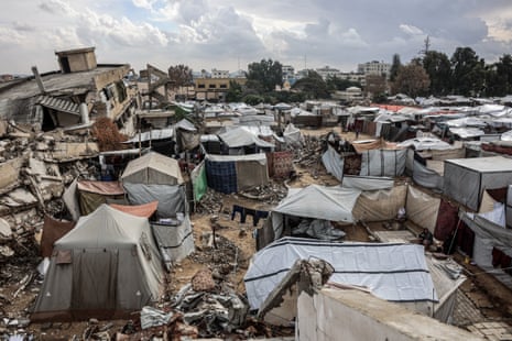 A displacement camp in Gaza City as seen on November 14, 2025. The United States on November 13 called on the Security Council to unite and back its draft resolution warning that Palestinians could otherwise suffer “grave” consequences.