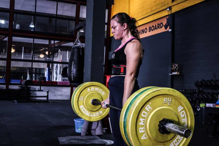 Emma Thomas during a powerlifting session.