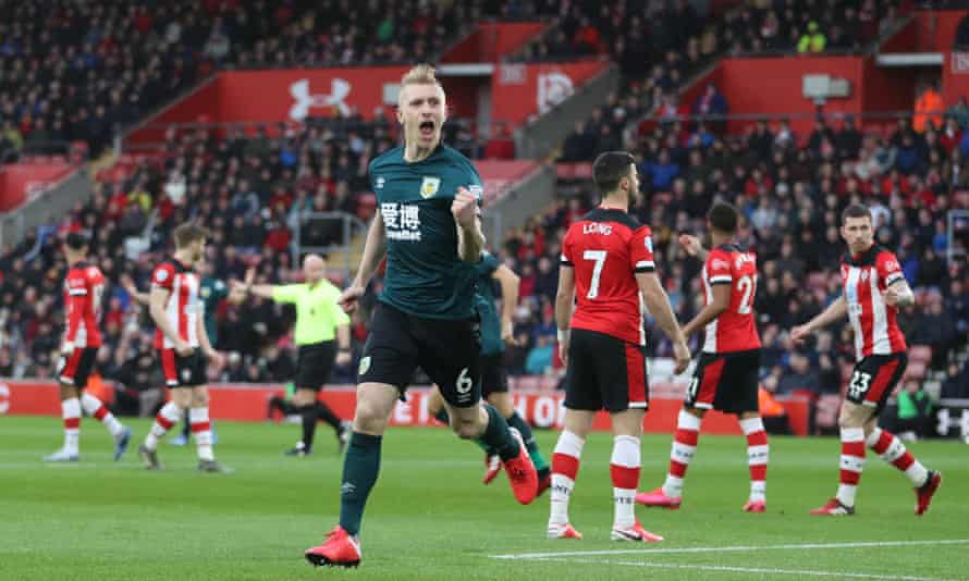 Ben Mee celebrates after scoring for Burnley at Southampton. ‘No one scores a goal or makes a last-ditch tackle to earn the praise of the owners. They do it for the feeling they get when the crowd roars.’