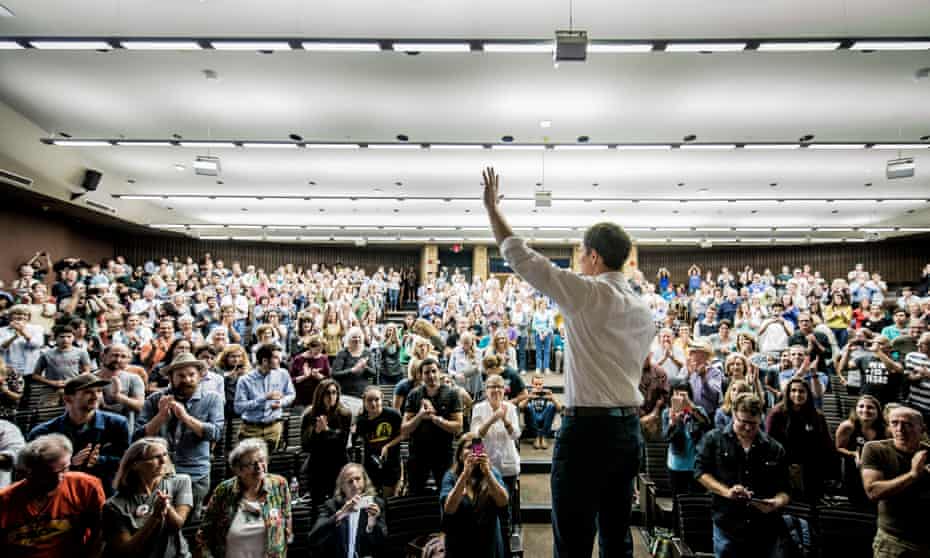 Beto O’Rourke, a Democrat who is running for Senate in Texas, at a town hall meeting. 
