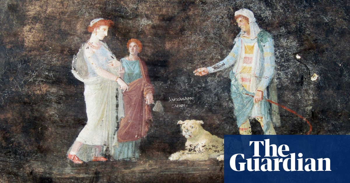 Banqueting room with preserved frescoes discovered among the ruins of Pompeii |  Ital