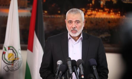 Ismail Haniyeh delivering an address in 2019.