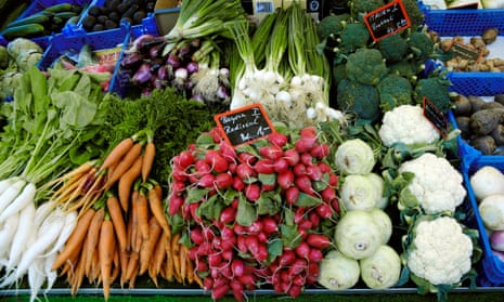 Vegetables on a market stall.