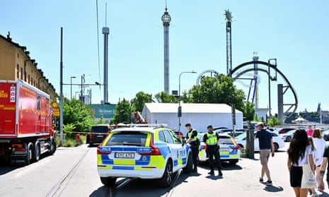 Police cordon off the Gröna Lund amusement park in Stockholm on Sunday.