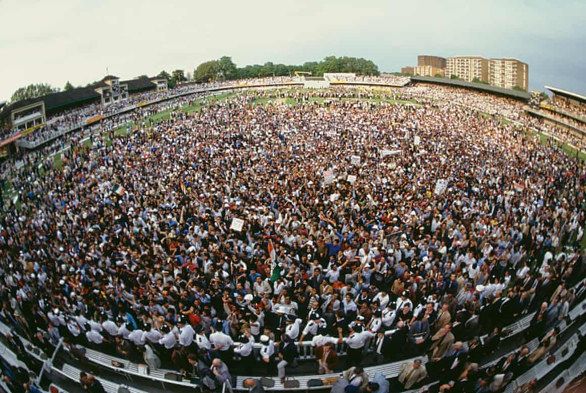 India fans on the Lord’s pitch after winning the Cricket World Cup in June 1983